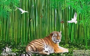 Tranh phong cảnh rừng tre và hổ nghệ thuật