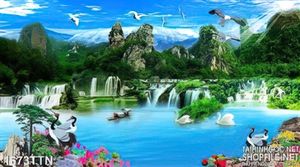 Tranh decor phong thủy thác nước in 3d