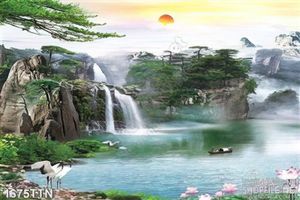 Tranh psd thác nước nghệ thuật in uv