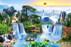 Tranh phong thủy thác nước in 3D