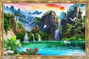 Tranh decor thác nước nghệ thuật in 3D