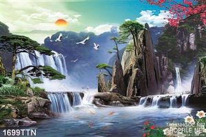 Tranh psd phong cảnh mùa xuân nghệ thuật