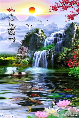 Tranh in 3D thác nước nghệ thuật