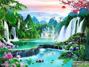 Tranh phong cảnh mùa xuân decor in 3D