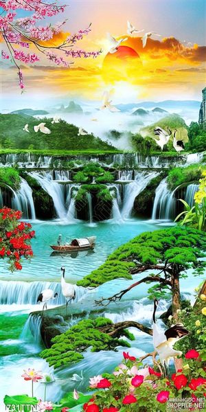 Tranh psd khổ dọc phong cảnh mùa xuân
