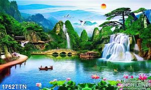 Tranh wall sơn thủy nghệ thuật in uv