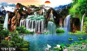 Tranh wall decor thác nước phong thủy