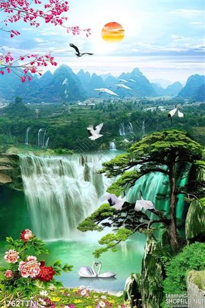 Tranh decor thác nước phong thủy đẹp nhất