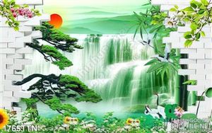 Tranh psd phong cảnh thác nghệ thuật wall decor