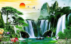 Tranh in 3D thác nước phong cảnh nghệ thuật