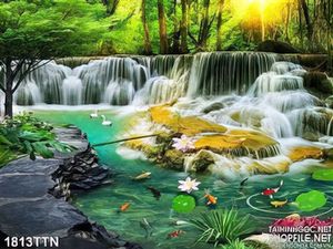 Tranh decor thác phong thủy nghệ thuật