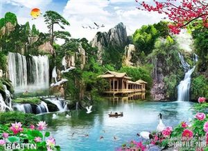 Tranh psd phong cảnh hữu tình mùa xuân