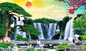 Tranh thác phong cảnh nghệ thuật mùa xuân in 3D