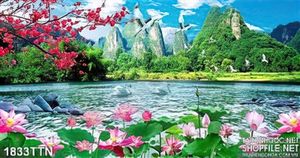 Tranh Psd sơn thủy hữu tình in 3D