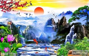 Tranh phong thủy nghệ thuật mùa xuân psd