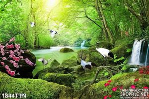 Tranh phong cảnh thác nước nghệ thuật in 3D
