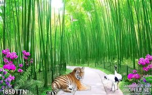 Tranh psd hổ và rừng tre in uv