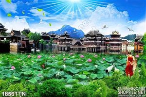 Tranh phong cảnh nghệ thuật dầm Sen in 3d