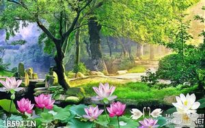 Tranh bình minh trong rừng in 3D