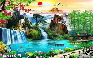 Tranh phong cảnh nghệ thuật mùa xuân psd