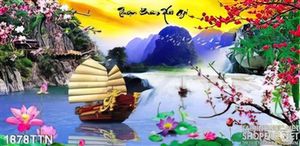 Tranh thuận buồm xuôi gió mùa xuân in 3D