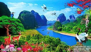 Tranh psd phong cảnh nghệ thuật mùa xuân psd