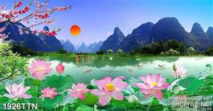 Tranh psd sơn thủy mùa xuân nghệ thuật