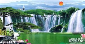 Tranh in uv thác nước phong thủy mới nhất