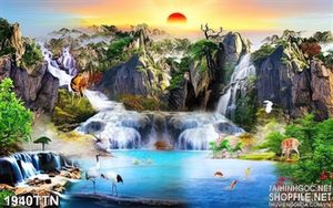 Tranh wall phong cảnh sơn thủy hữu tình in 3D