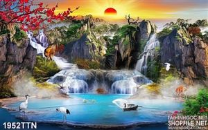 Tranh decor phong thủy mùa xuân in uv