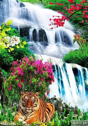 Tranh in 3D hổ và phong cảnh nghệ thuật