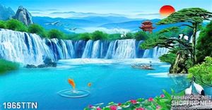 Tranh in 3D phong cảnh thác nước sơn thủy nghệ thuật