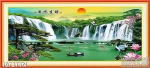 Tranh psd phong cảnh thác nước sơn thủy