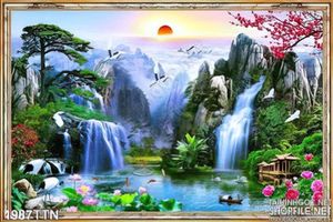 Tranh wall phong thủy mùa xuân 3D