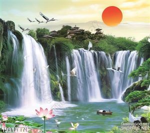 Tranh thác nước phong thủy in 3D