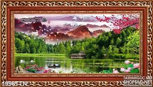 Tranh psd phong cảnh mùa xuân in 3D