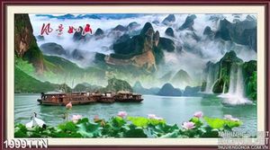 Tranh psd thư pháp sơn thủy hữu tình