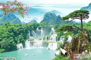 Tranh in 3d thác Bản Giốc