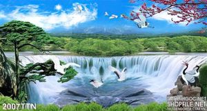 Tranh phong thủy thác nước psd nghệ thuật