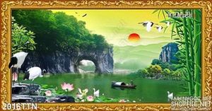 Tranh psd sơn thủy hữu tình nghệ thuật