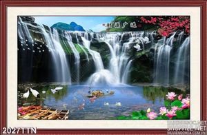Tranh wall thác nước mùa xuân in 3D