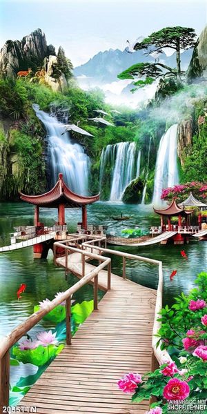 Tranh psd phong thủy khổ dọc đẹp