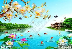 Tranh psd phong thủy hữu tình decor in uv