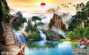 Tranh in 3D phong cảnh thác nước nghệ thuật mới nhất