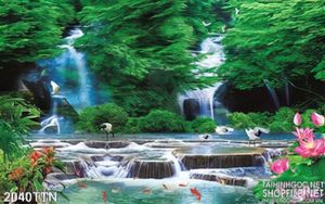 Tranh decor thác phong thủy nghệ thuật mới nhất