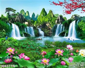 Tranh in uv phong cảnh thác nước nghệ thuật