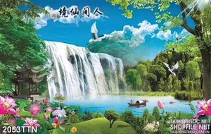 Tranh in uv thác nước sơn thủy nghệ thuật