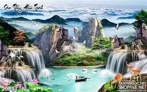 Tranh decor sơn thủy hữu tình psd