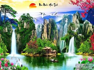 Tranh thư pháp sơn thủy hữu tình in 3D