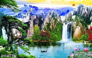 Tranh in 3D phong cảnh thác nước nghệ thuật